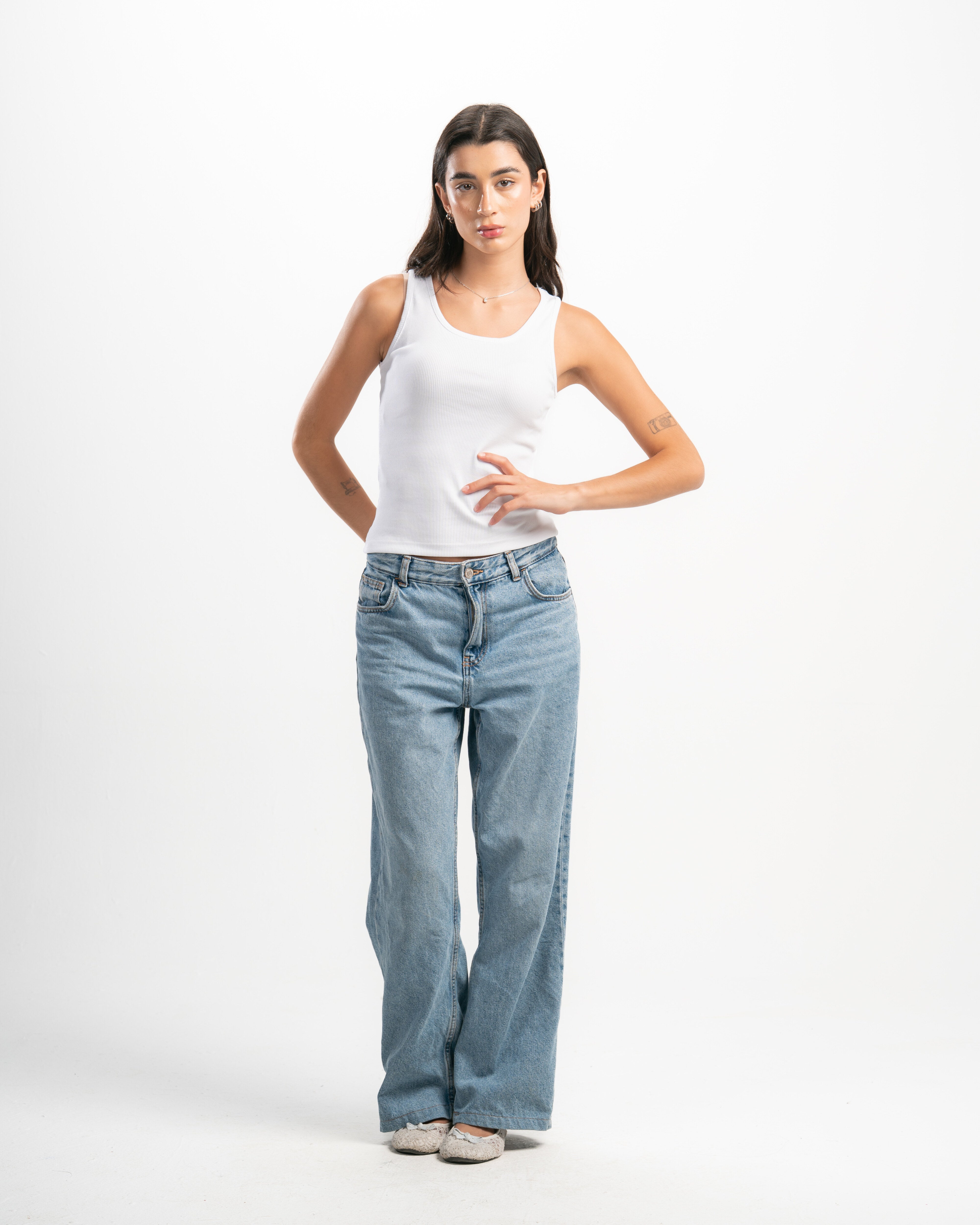 Ribbed Wide Neck Tank Top