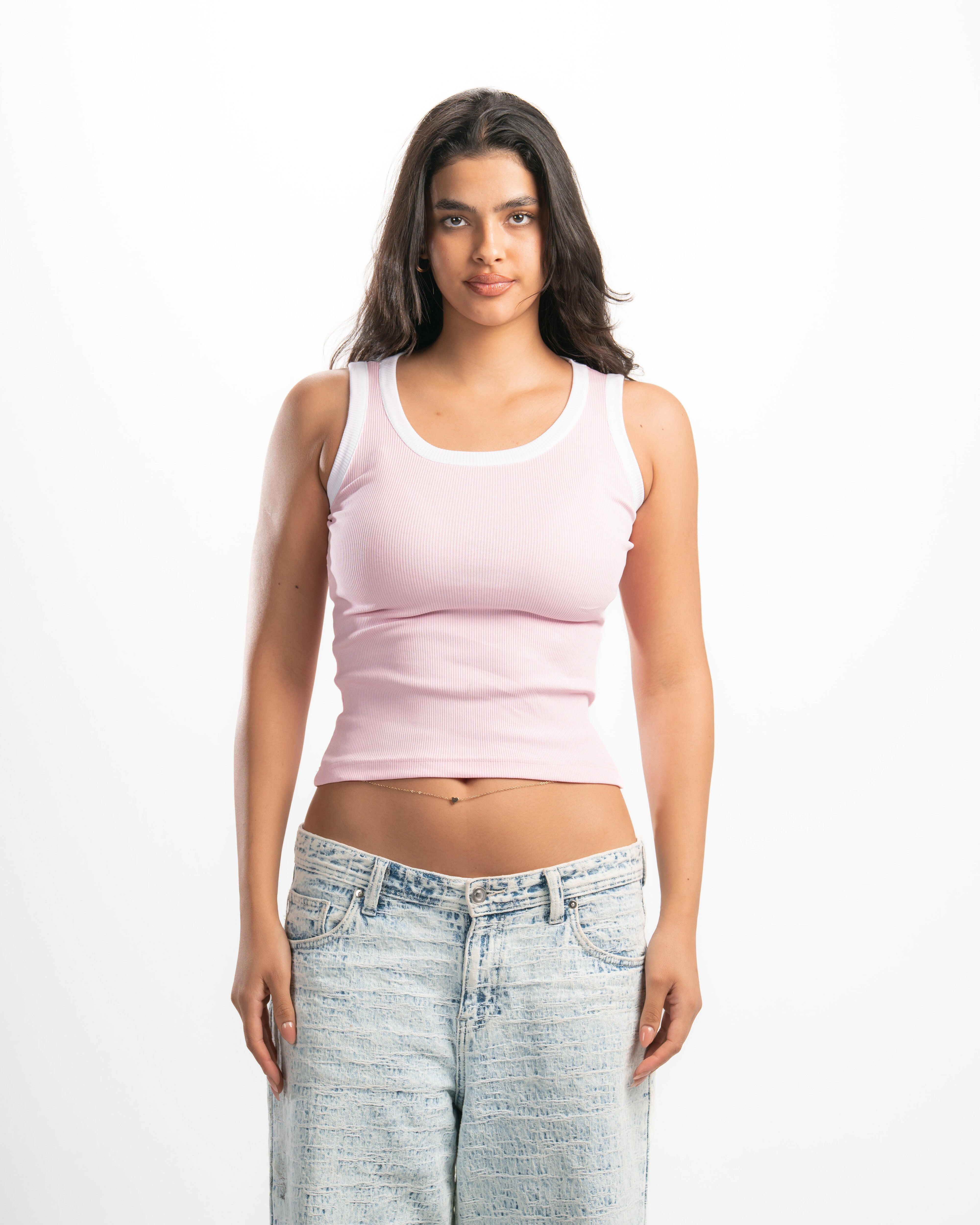 Ribbed Contrast Tank Top