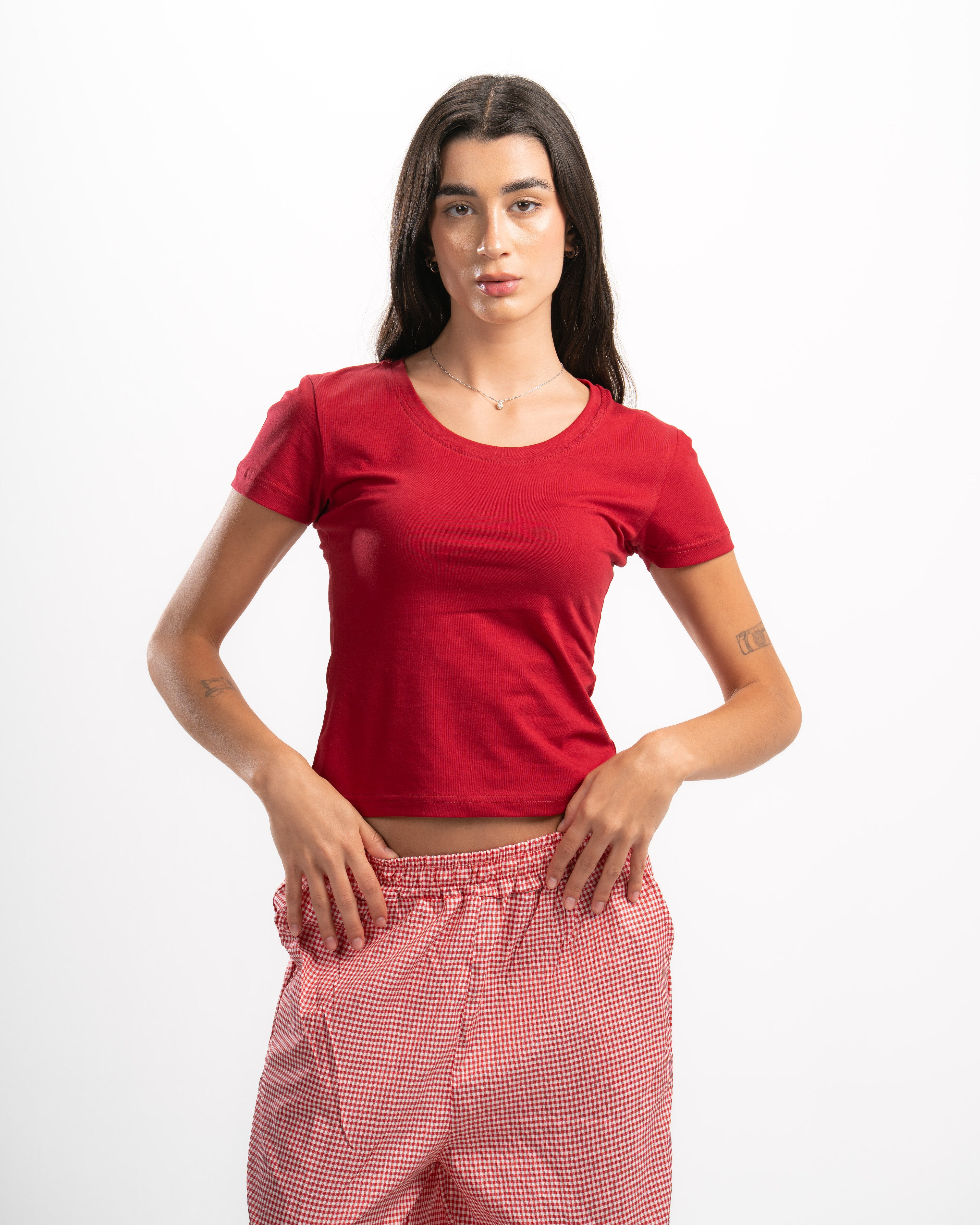 Cotton Wide Neck Short Sleeve Top