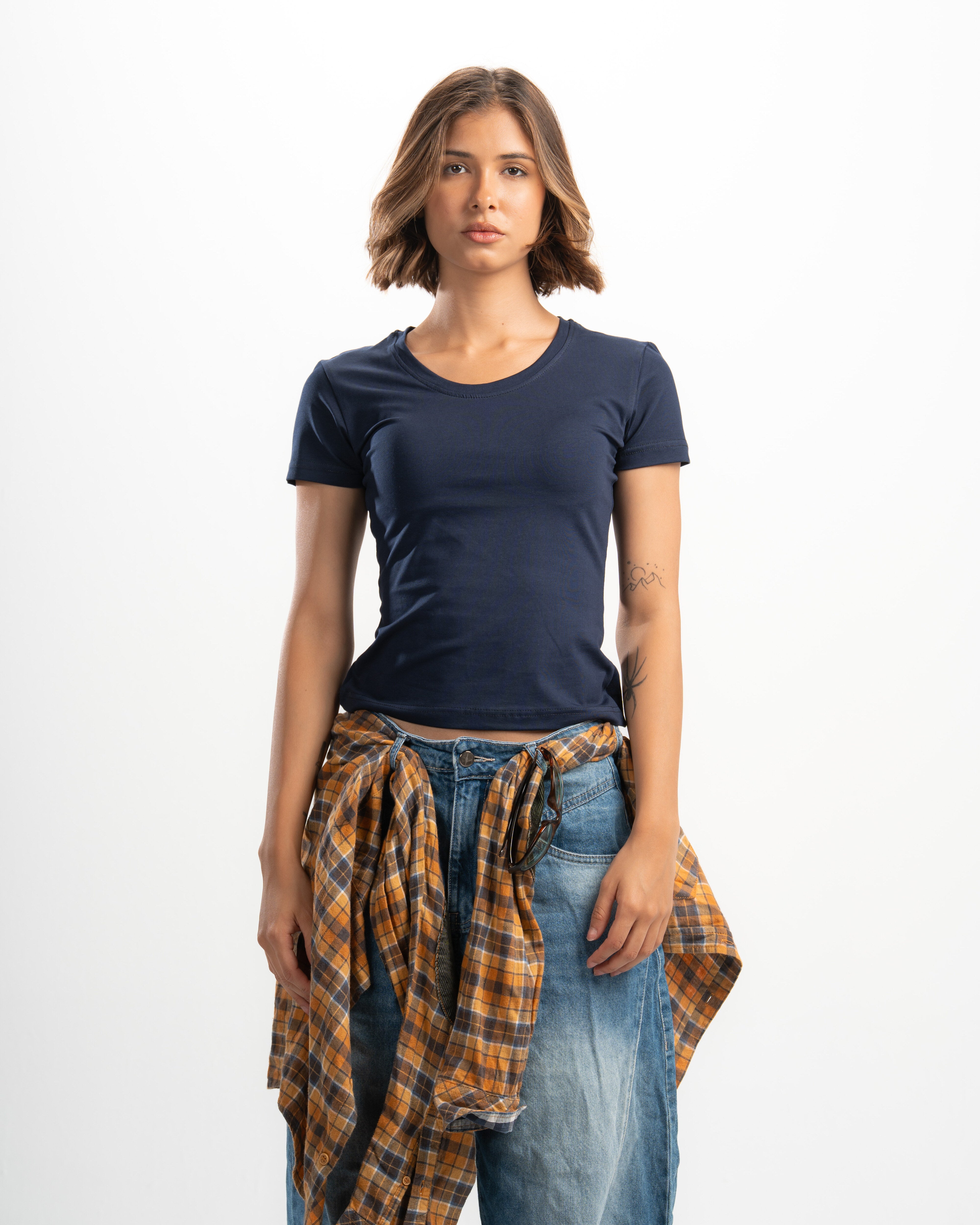 Cotton Wide Neck Short Sleeve Top