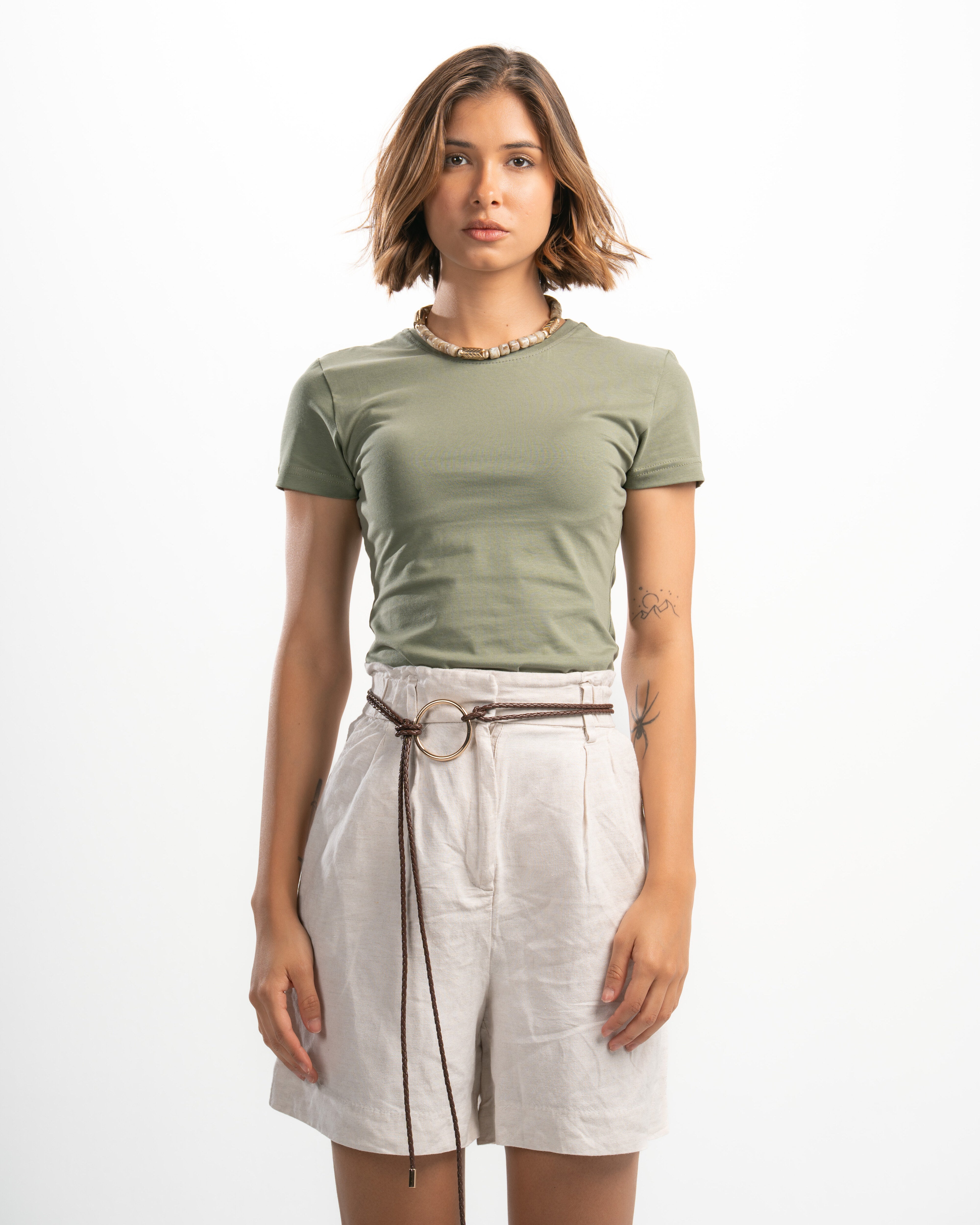 Cotton Round Neck Short Sleeve Top