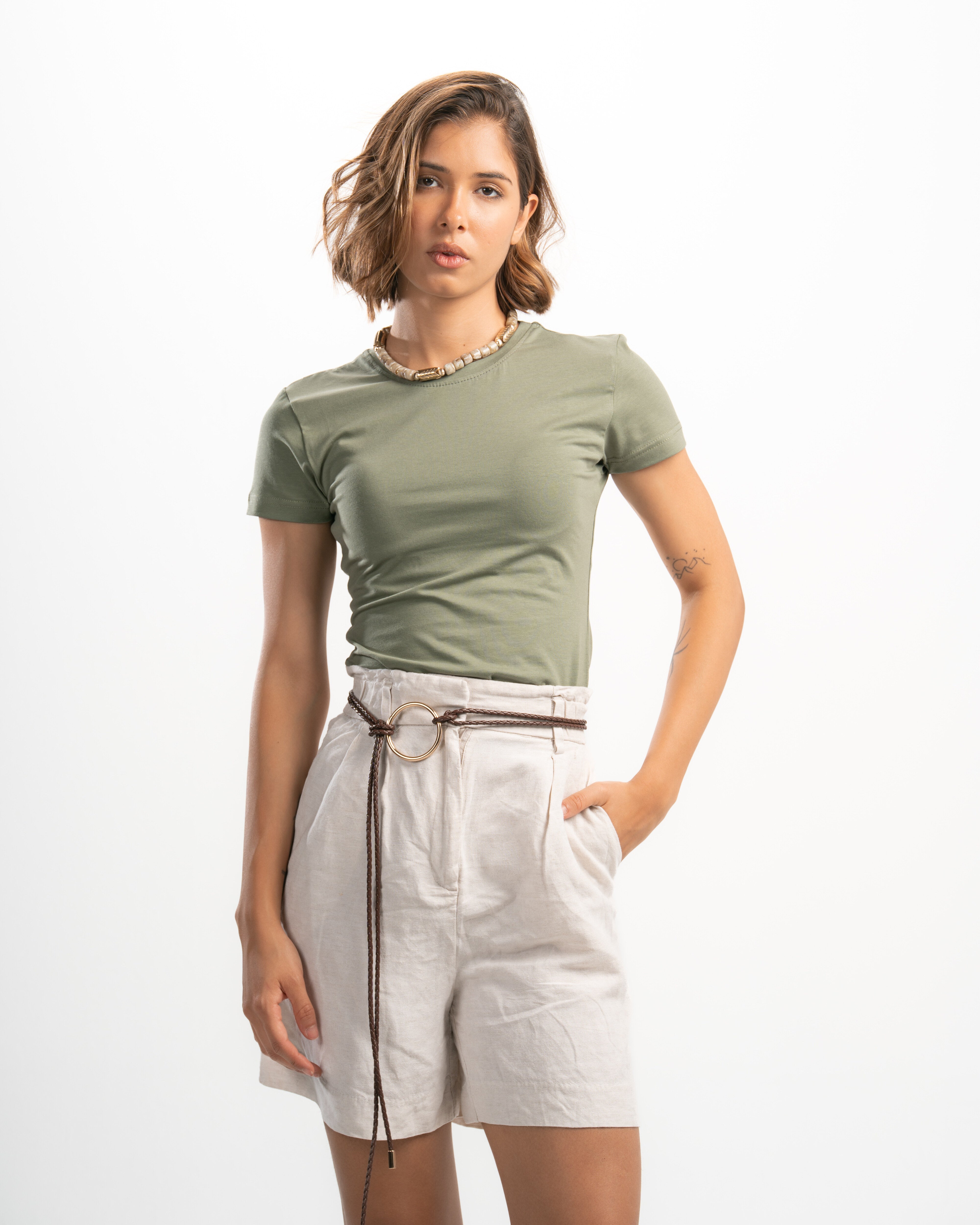 Cotton Round Neck Short Sleeve Top