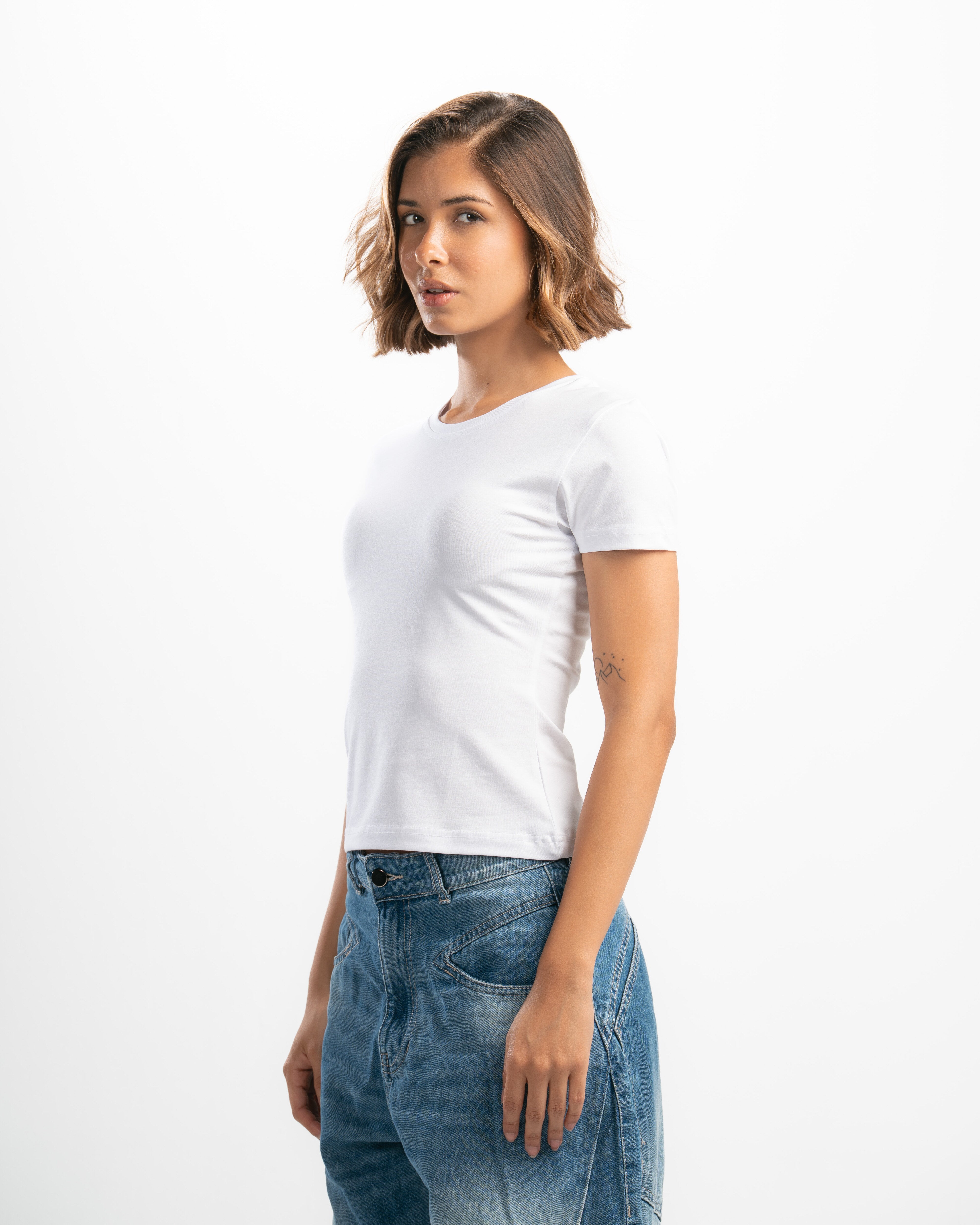 Cotton Round Neck Short Sleeve Top