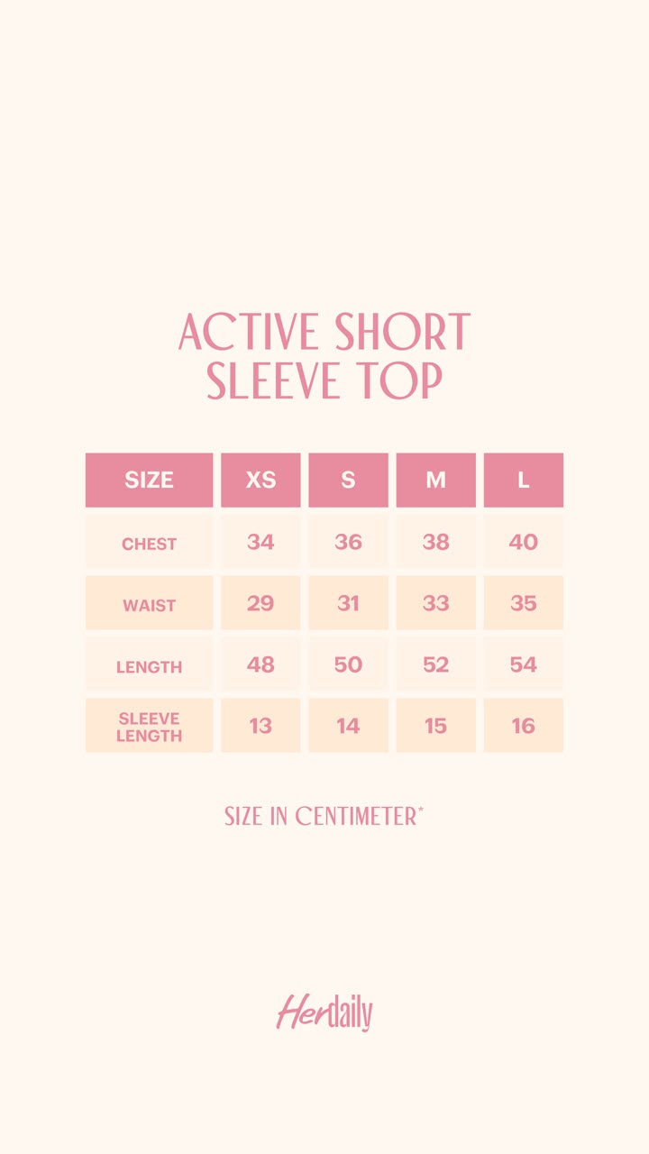 Size Guide - Active Short Sleeve Top