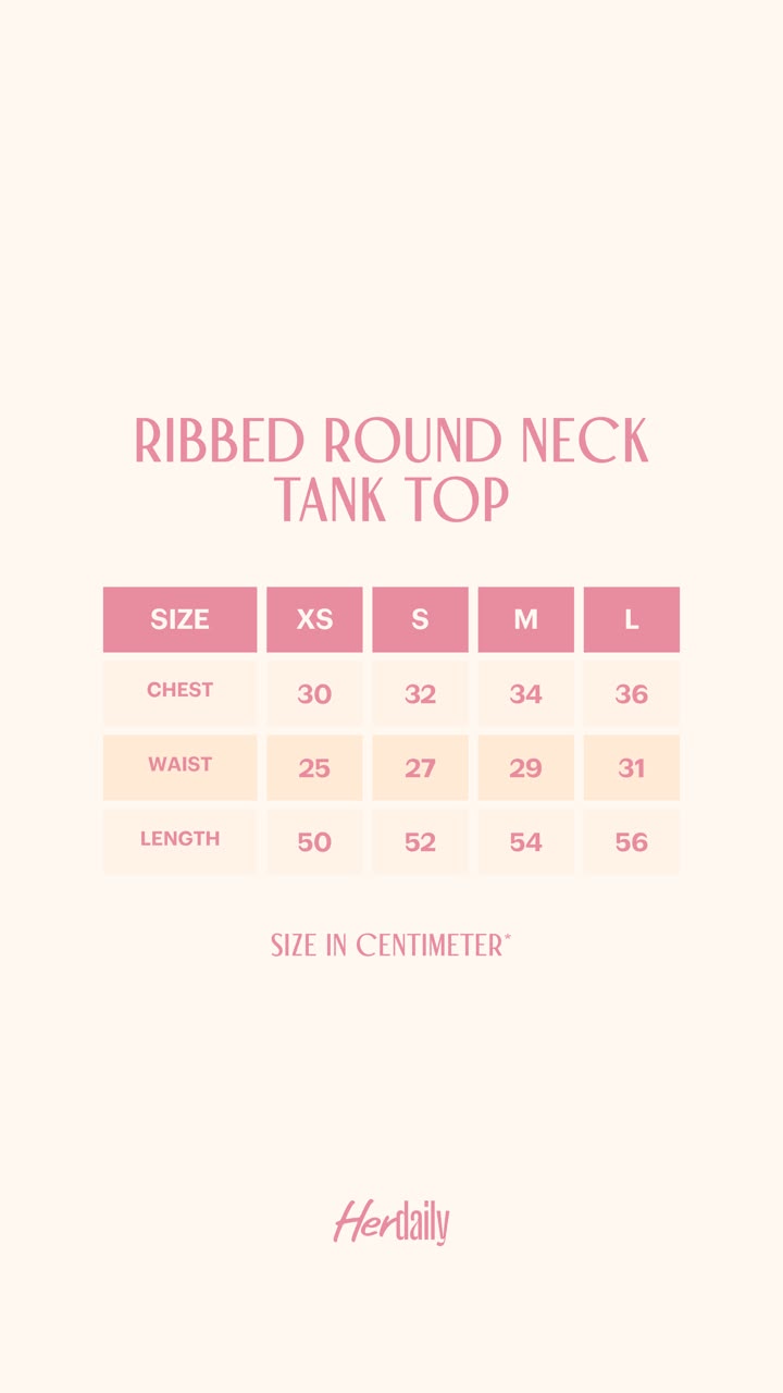 Size Guide - Ribbed Round Neck Tank top